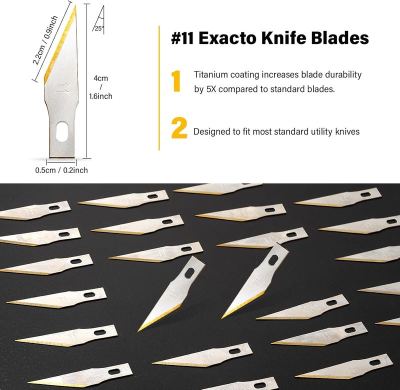 Gomake Exacto Knife Blades #11 Titanium Coated Replacement Blades for Precision Hobby Knife, 30 Pack - Image 4